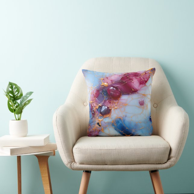 Blush & Sapphire Marble with Gold Veins Cushion (Chair)