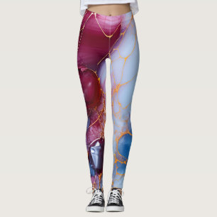 Blush & Sapphire Marble with Gold Veins Leggings