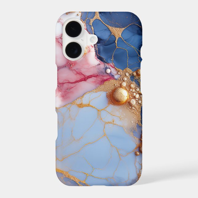 Blush & Sapphire Marble with Golden Pearls (Back)