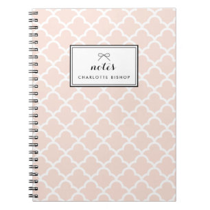 Blush Scallop Waves Pattern Personalised Notebook
