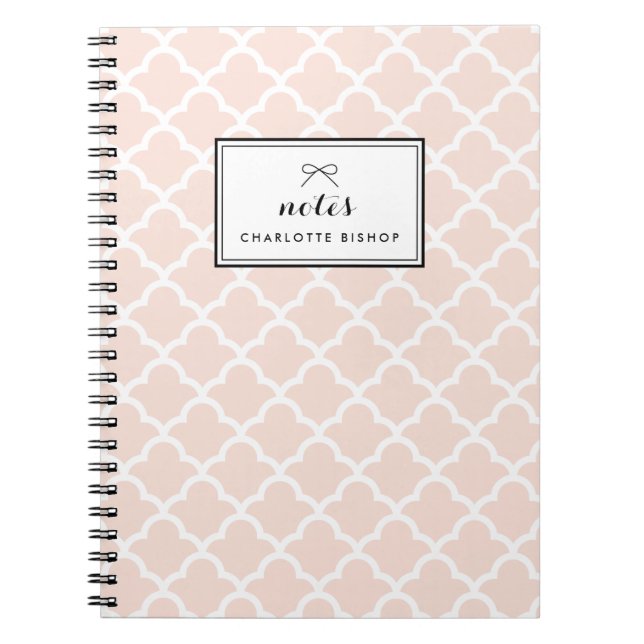 Blush Scallop Waves Pattern Personalised Notebook (Front)
