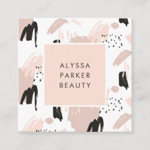 Blush Scribble Trendy and Chic Square Business Card