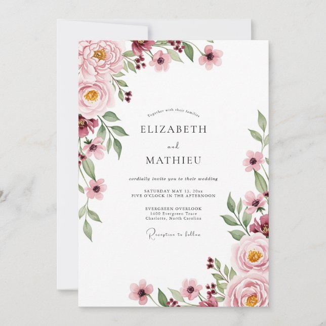 Blush Serene Romantic Wedding Invitation (Front)