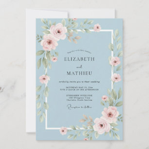 Blush Serenity Peony Wedding Invitation