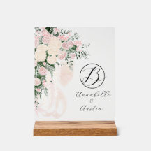 Blush Sheer Bow Rose Bouquet-Monogrammed