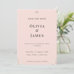Blush Silk Pink Whispered Petals Modern Floral Save The Date