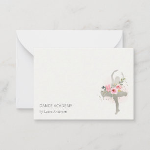 Blush Silver Floral Girl Dancer Dance Academy Logo Card
