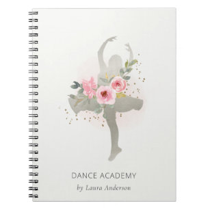 Blush Silver Floral Girl Dancer Dance Academy Notebook