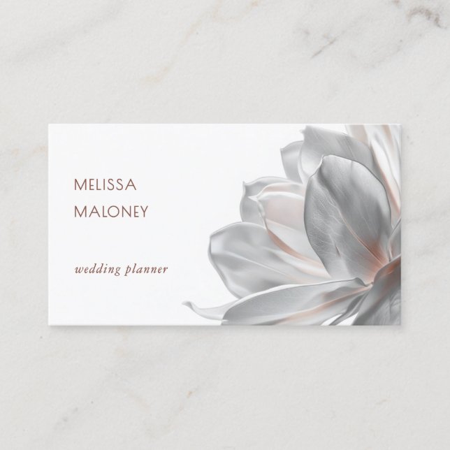 Blush Silver Magnolia White Business Card (Front)