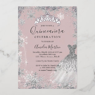 Blush Silver Winter Snowflake Quinceanera 