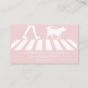 Blush Simple Dog Walking Image Pet Service Business Card