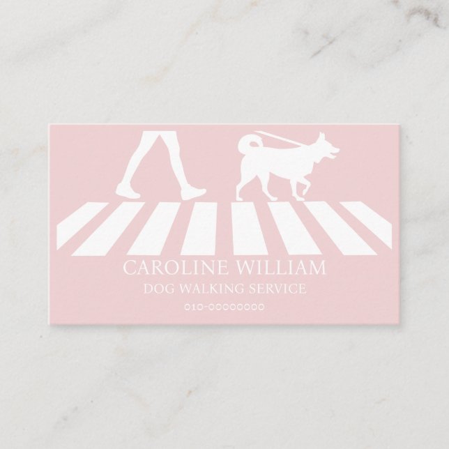 Blush | Simple Dog Walking Image Pet Service Business Card (Front)