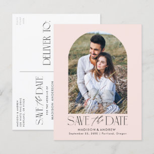 Blush   Simple Modern Arch Photo Save the Date Announcement Postcard