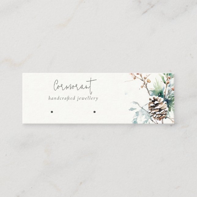 Blush Snow Winter Berries Hoops Loop Stud Holder Mini Business Card (Front)