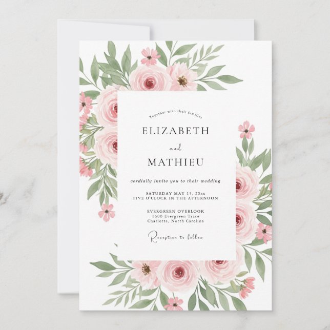 Blush Soft Bloom Wedding Invitation (Front)