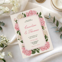 blush soft Pink blossom chic wedding invitation