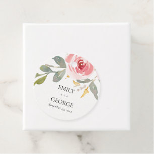 BLUSH SOFT PINK ROSE WATERCOLOR FLORAL WEDDING FAVOUR TAGS