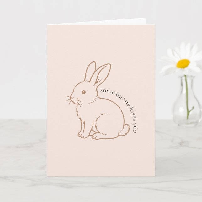 Blush Some Bunny Loves You Sketch Card (Small Plant)