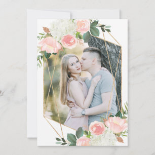 Blush Spring Floral Photo Save The Date Card