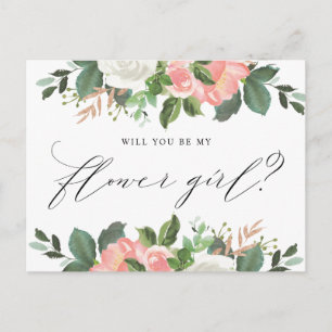 Blush Spring Floral Will You Be My Flower Girl Postcard