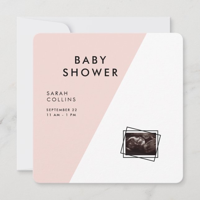Blush Square Rounded Geometric Baby Shower  Invitation (Front)
