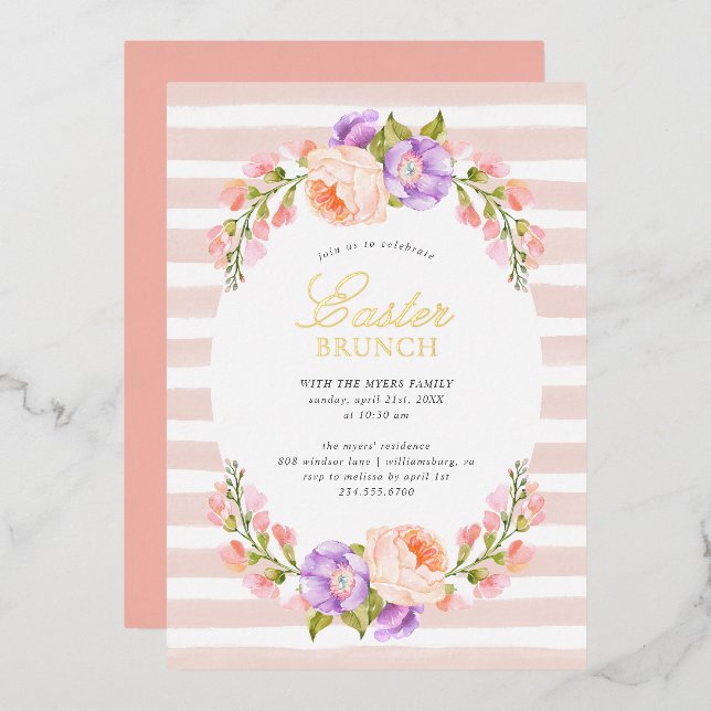 Blush Stripe and Bloom Easter Brunch (Front/Back)