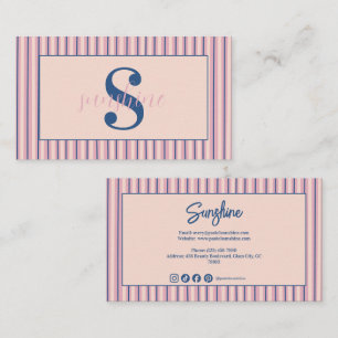 Blush Stripe Monogram Boutique Business Business Card