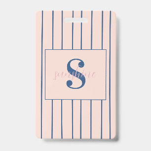 Blush Stripe Photo Branding ID Badge
