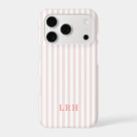 Blush Stripe Vintage Design Tiny Initials Monogram<br><div class="desc">Soft, warm, and quietly charming. This peachy blush phone case brings vintage preppy vibes with a modern, easygoing twist. The muted blush tone feels sun-washed and timeless—more classic wardrobe staple, less trend-of-the-week. Inspired by heritage style and cozy neutrals, this case is made to blend beautifully into everyday life while still...</div>