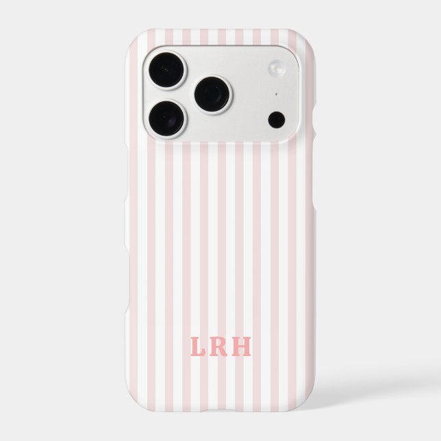 Blush Stripe Vintage Design Tiny Initials Monogram (Back)