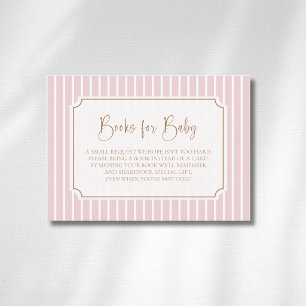 Blush Stripe Whimsical Gold Frame Books For Baby  Enclosure Card