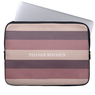 Blush stripes colour palette monogram laptop sleeve