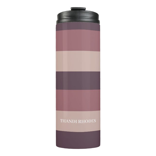 Blush stripes colour palette monogram thermal tumbler (Front)
