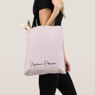 Blush Stylish Script Monogram Name Personalised Tote Bag