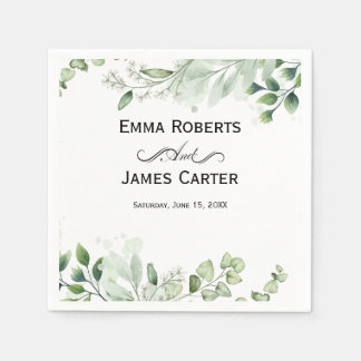 Blush Succulent Greenery Wedding Napkins