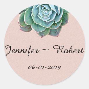 Blush Succulent Wedding Envelope Seals