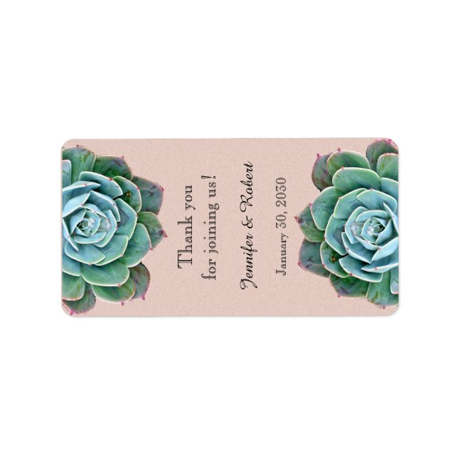 Blush Succulent Wedding Lip Balm Label (Front)