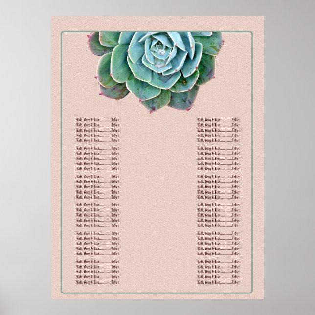 Blush Succulent Wedding Seating chart (Front)