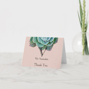 Blush Succulent Wedding Thank You Card