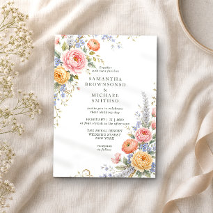 Blush Summer Floral Classic Wedding Invitation