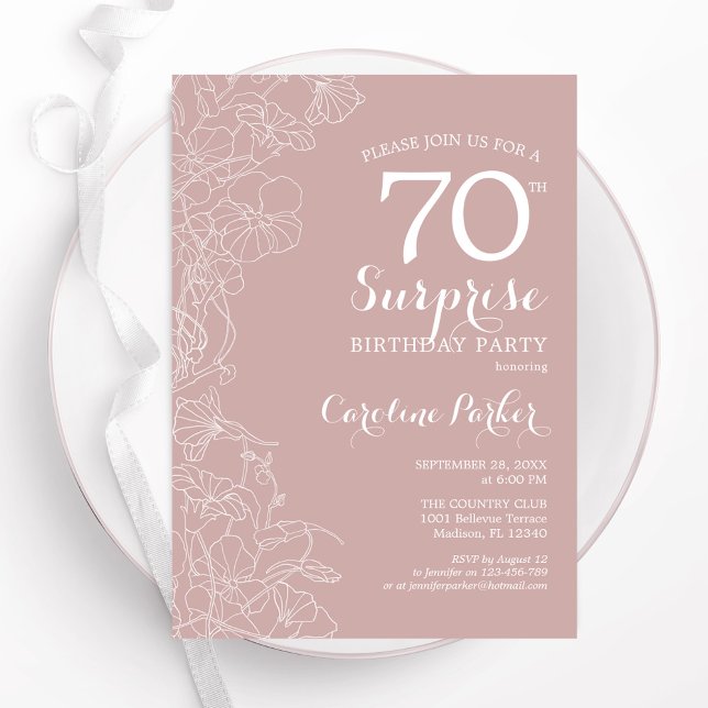 Blush Surprise 70th Birthday Party Invitation (Creator Uploaded)