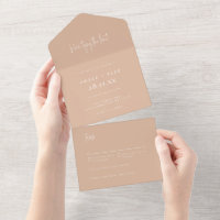Blush Tan Elegant Minimalist Tear Off Wedding 