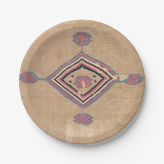 Blush Tan Pink Medallion Baby Blue Cowboy Paper Plate