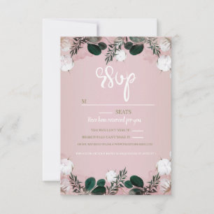 Blush Taupe Cotton Floral Greenery Rustic Wedding RSVP Card
