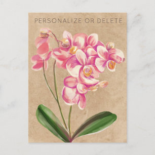 Blush Taupe Orchid Watercolor Floral Personalised Postcard