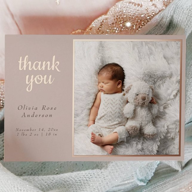 Blush Taupe Rose Gold Foil Birth Announcement  (Creator Uploaded)