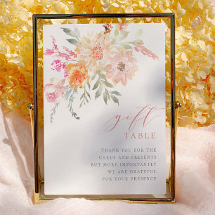 Blush Teal Floral Baby Shower Gift Table Sign