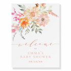 Blush Teal Spring Floral Baby Shower Welcome Sign