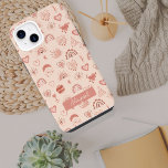 Blush | Terracotta Boho Heart Themed Pattern Name iPhone 14 Case<br><div class="desc">Shades of blush and terracotta abound in this boho heart-themed pattern design.  Simply add name and you are all set.  This design is great for birthdays,  bridal favours,  friends,  Valentine's Day,  and just because!  Composite pattern design by Holiday Hearts Designs.</div>
