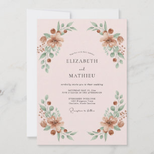 Blush Terracotta Floral Wedding Invitation